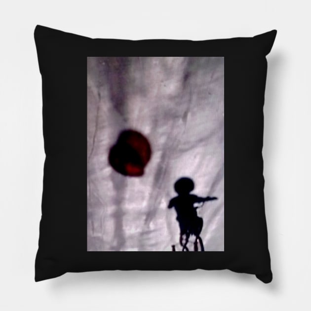 Biker With Red Balloons Shadows Pillow by 1Redbublppasswo