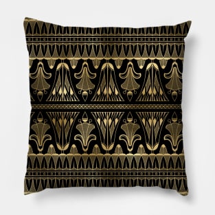 Egg and Dart Frieze in Black and Gold Vintage Faux Foil Art Deco Vintage Foil Pattern Pillow