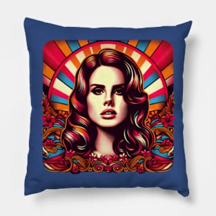 Lana Del Rey - Vintage Psychedelic Design Pillow