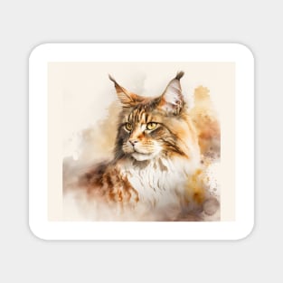 Maine Coon Cat Watercolour Painting Magnet