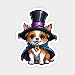 Cute Corgi Dog Wearing a Magician Hat and Cape Magnet