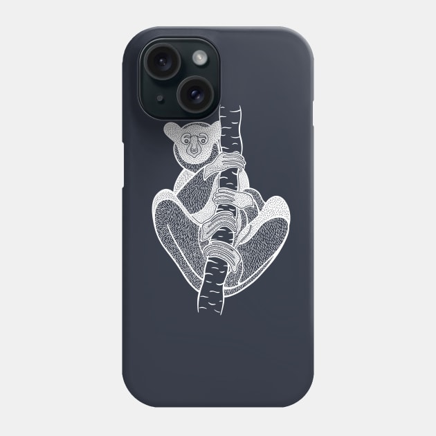 Babakoto or Indri - large lemur from Madagascar drawing Phone Case by Green Paladin