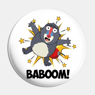 Baboom Funny Exploding Monkey Baboon Pun Pin