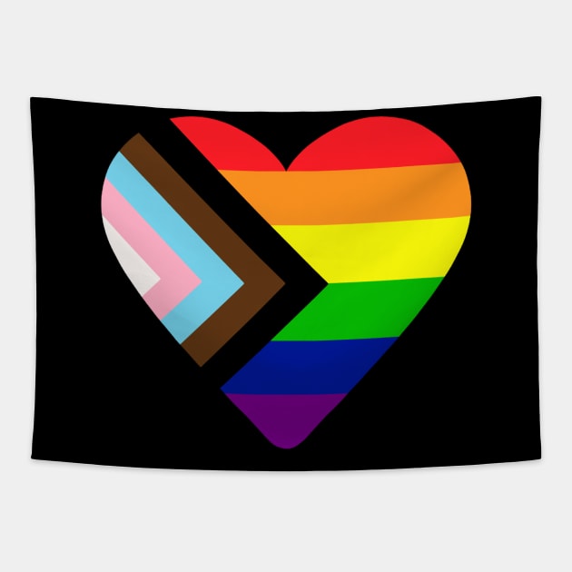 Progress Pride Flag Heart Tapestry by NYXFN