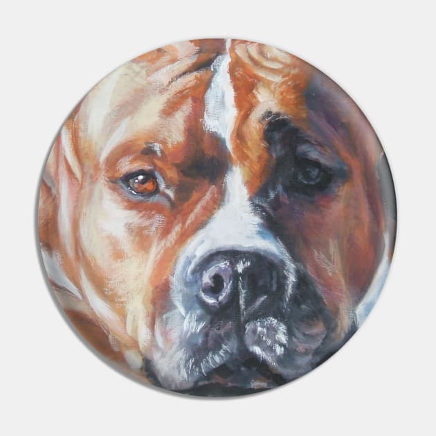 American Staffordshire Terrier Fine Art Painting Pin by LASHEPARD
