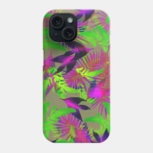 exotic green and purple greenery pattern Phone Case