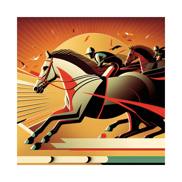 Art Deco Style Horse Racing by TheArtfulAI