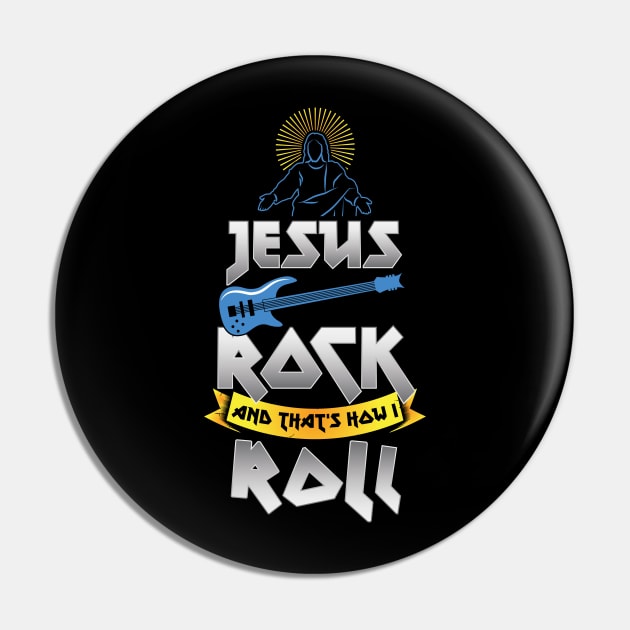 Christianity Guitar Player Jesus Is My Rock & Thats How i Roll Christian Pin by CheesyB