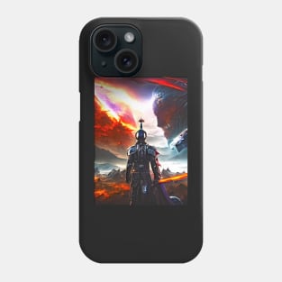 Human/Alien War - Battlefield Gaze - AI Generated Sci Fi Concept Art - Phone Case