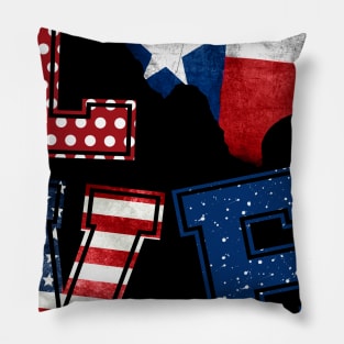 Love Texas Distressed Retro American Flag 4th Of July Gift Pillow