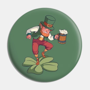 Drinking Leprechaun Dancing on a Shamrock Pin