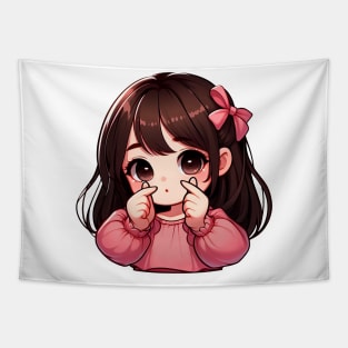 Girl Korean Finger Hearts Kpop Tapestry