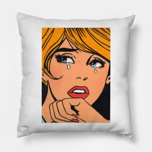 Pop Art crying girl 3 Pillow