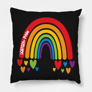 LGBTQIA+ Pride Rainbow with hearts Pillow