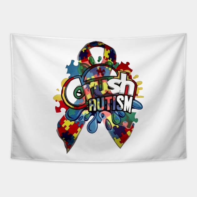 Crush Autism Gift Tapestry by HomerNewbergereq