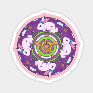 Cute Bunny Abstract Animal Mandala Magnet