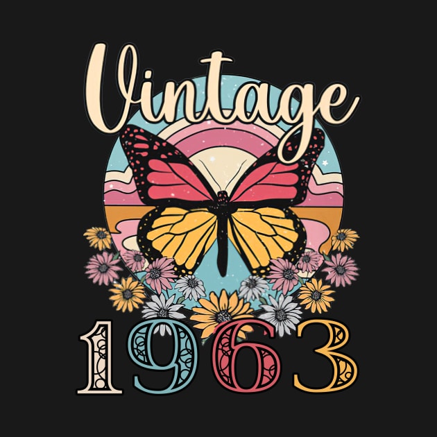 Floral Butterfly Retro Vintage 1963 60th Birthday by louismcfarland