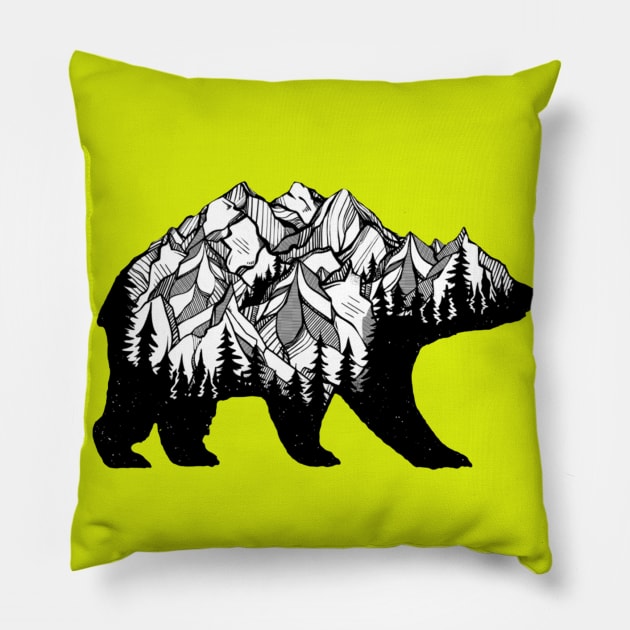 Mountain Bear Pillow by BadDesignCo