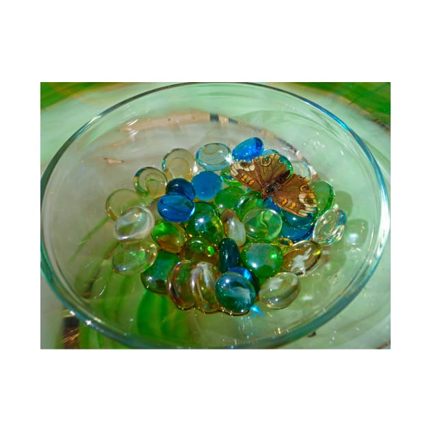 Bowl of Marbles and a Butterfly by bobmeyers