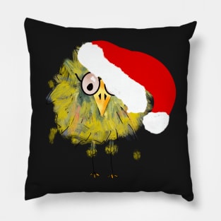 Funny Bird in Santa Hat! Pillow