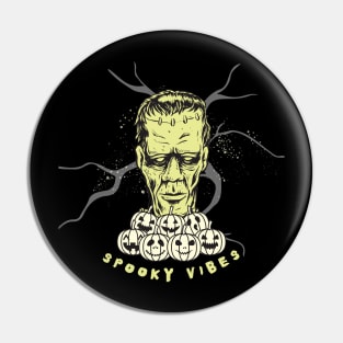 Spooky Vibes Frankenstein Halloween Pin