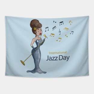 Woman Singing jazz day Tapestry