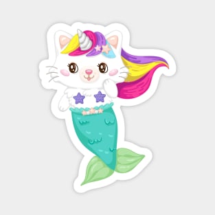 Cute mermaid cat magical Magnet