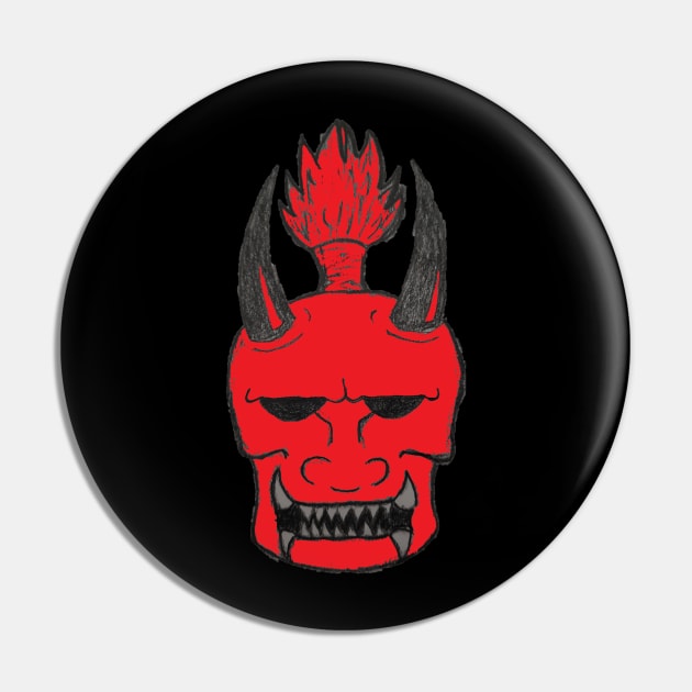 Red Oni Pin by BD T-Designs