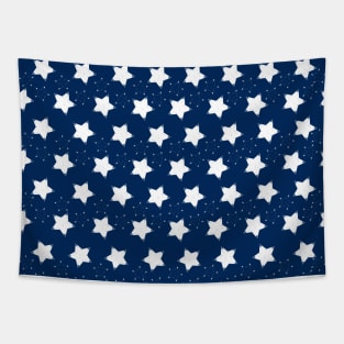 Shining navy and white stars Tapestry