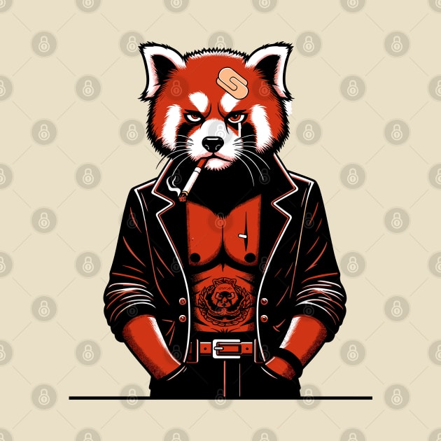 Yakuza Red panda - Tattooed & Fierce 90s Cartoon Art by TimeWarpWildlife