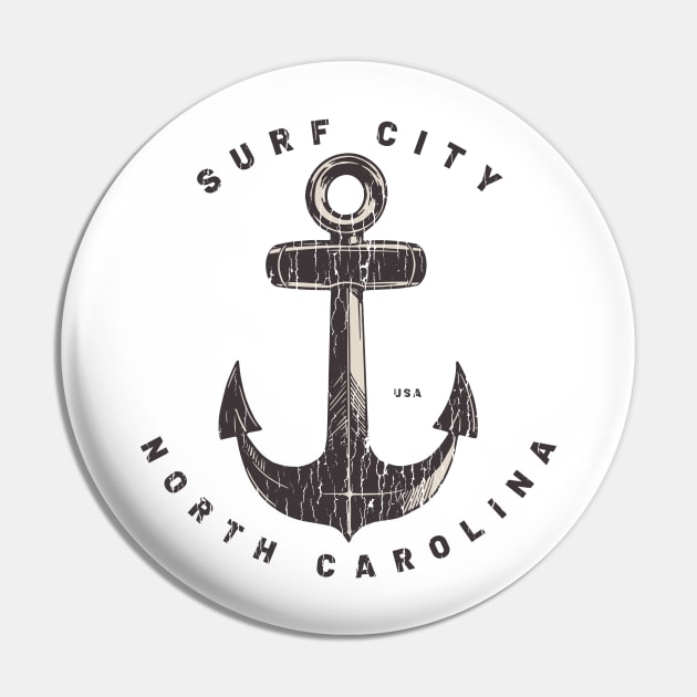 Surf City, NC Summertime Vacationing Big Anchor Pin by Contentarama