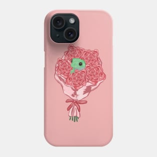 Bouquet with Green Frog and Pink Roses Phone Case