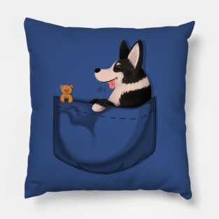 Black Pocket Corgi Pillow