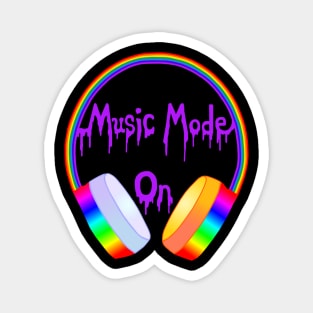 Music Mode On Rainbow Headphones Magnet