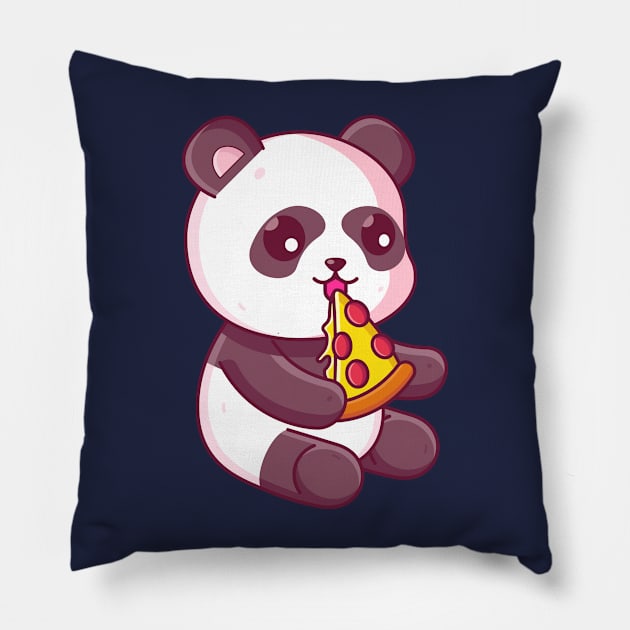 Cute panda eating pizza Pillow by Ardhsells