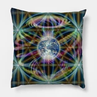 Earth in the Flower of Life Pillow