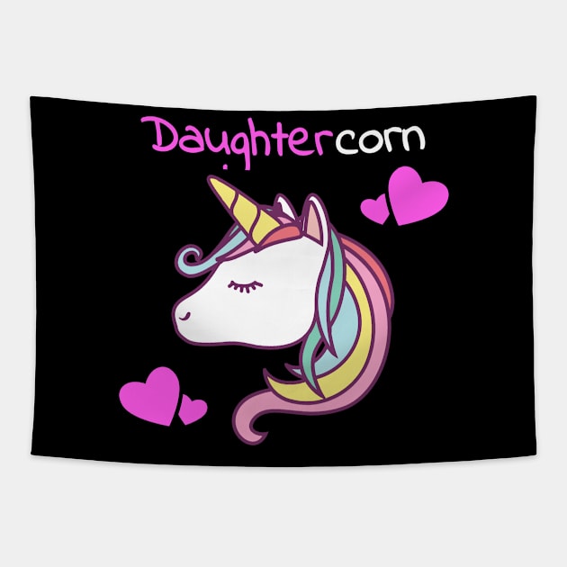 Daughtercorn - Daughter Unicorn Tapestry by fromherotozero