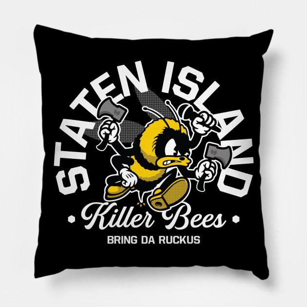 Staten Island Killer Bees (on dark) Pillow by Pufahl