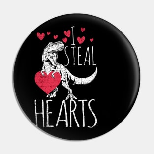 I steal hearts - t-rex dinosaur and heart Pin