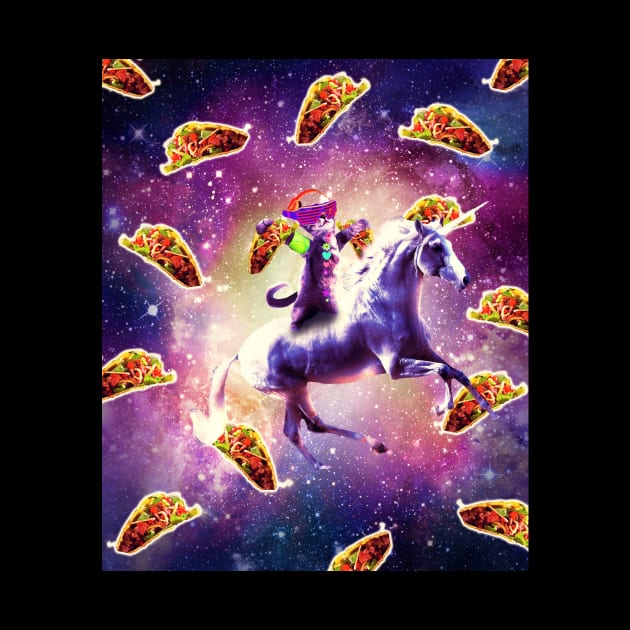 Rave Space Cat On Unicorn - Taco by Random Galaxy