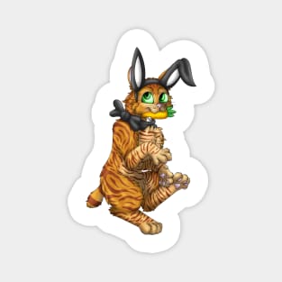 Bobtail BunnyCat: Ginger Tabby (Black) Magnet