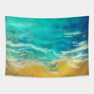 Watercolor shoreline scene Tapestry