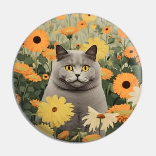 Feline Garden Delight: Cats Amongst a Bouquet of Blooms - Chive Pin