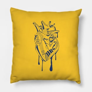 Navy Gold Musical Heart Pillow