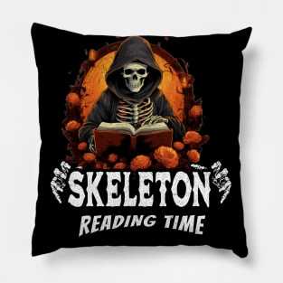 Skeleton Reading A Book Lover Tarot Card The Reader Mystic Funny Skeleton Pillow