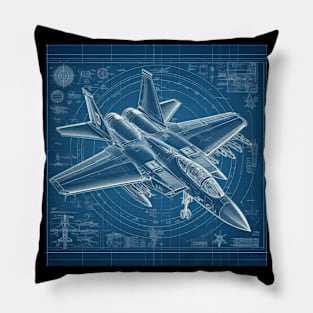 F14 Tomcat Fighter Jet Blueprint Engineering Pillow