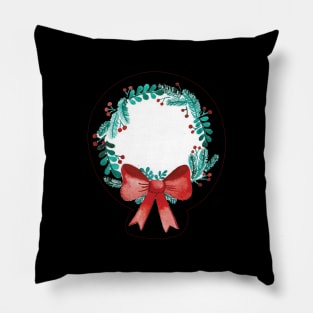 Wreath with bow watercolor Pillow