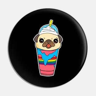 Cute & Funny Pug Puppy Dog In Smoothie Drink Pin