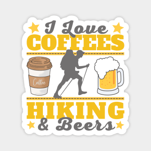 I Love Coffees, Hiking and Beers Sticker Magnet