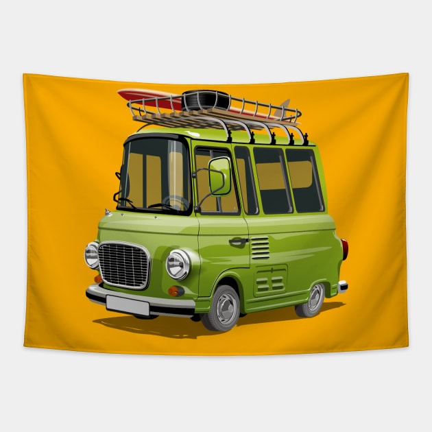 Cartoon Camper Van Tapestry by Mechanik